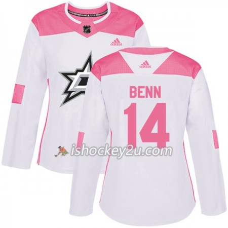 Dame NHL Dallas Stars Trøje Jamie Benn 14 Adidas 2017-2018 Hvid Lyserød Fashion Authentic